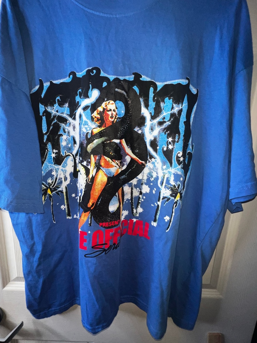 BoohooMAN Bright Blue Crewneck Graphic T Shirt Size Large